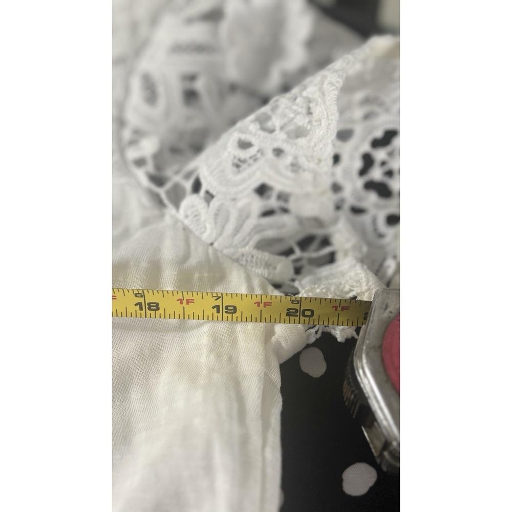 Charter Club XL P Short Sleeve Crochet Trim Top Shirt White Lace Trim Cotton - Picture 11 of 12